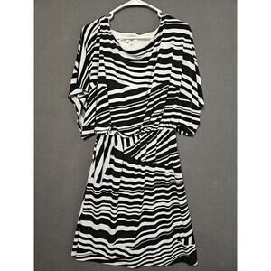 Retro Zebra Stripe Dress by Cato Size L Black White Comfy Stretch